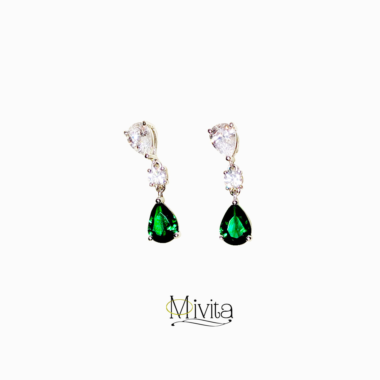 Moivita Pear Brilliant Emerald Green Zircon Earrings - Timeless Elegance, Always in Style