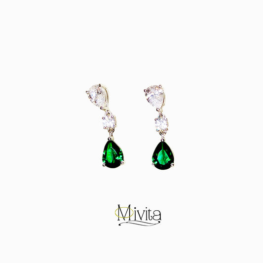 Boucles d'oreilles Moivita Pear Brillant Vert Émeraude Zircon - Élégance intemporelle, toujours à la mode