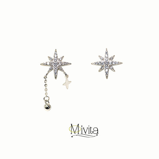 Boucles d'oreilles Moivita Snowflakes en argent sterling - Gouttes élégantes pour une saison de Noël magique