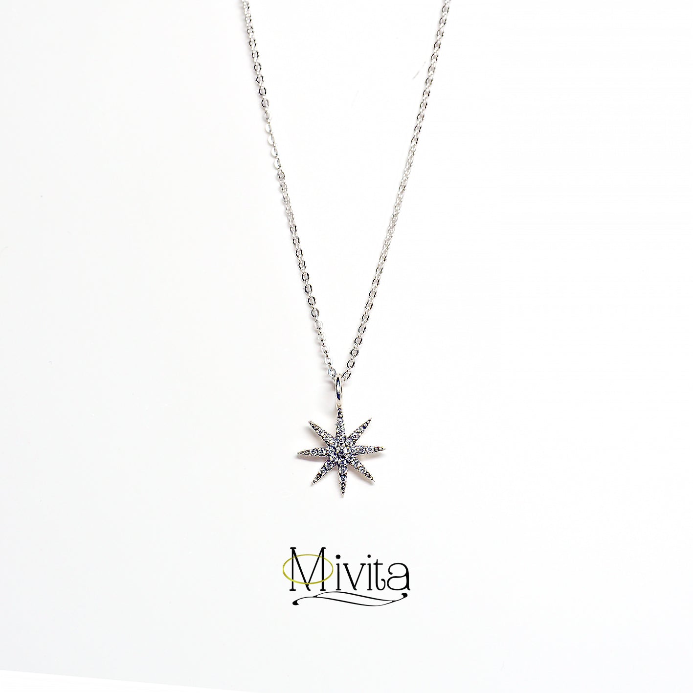 Moivita Sterling Silver Crystal Sparkling Snowflakes Necklace with Matching Earrings - A Perfect Christmas Gift