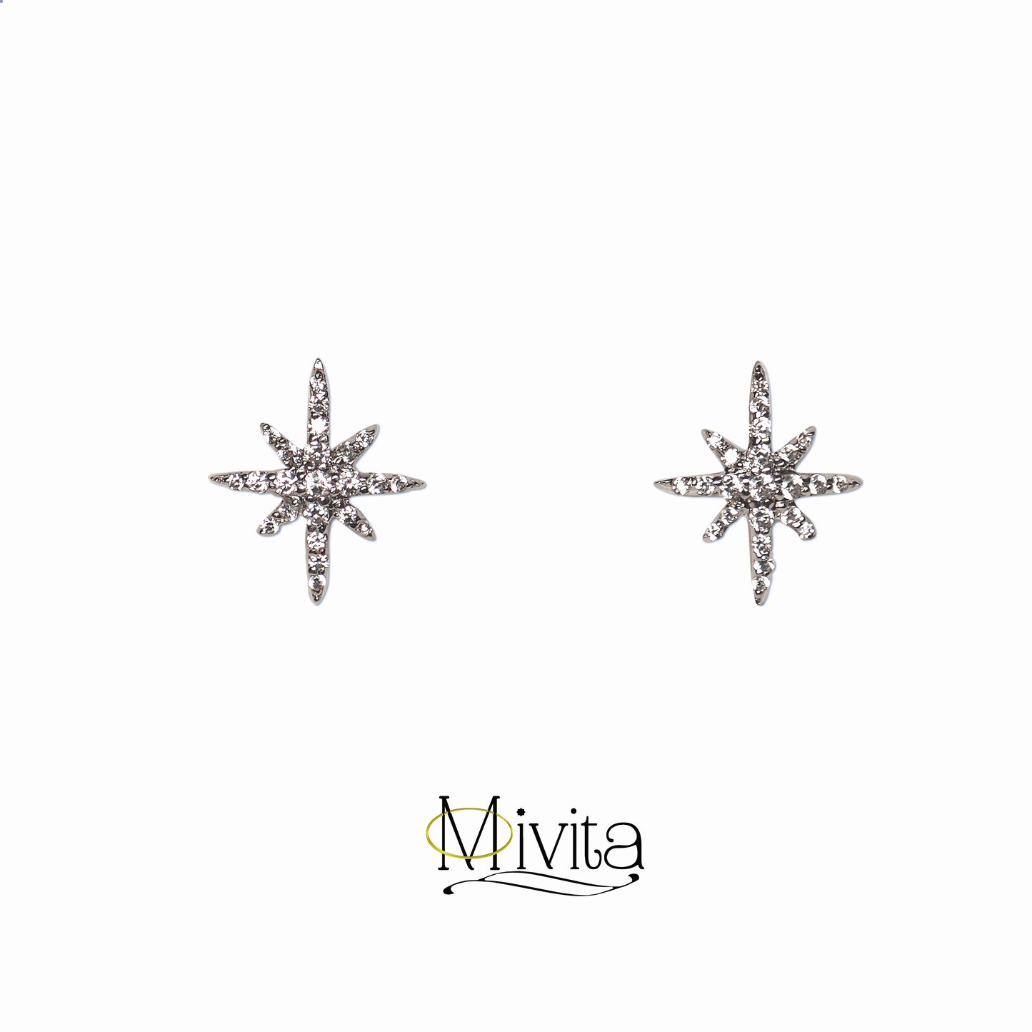 Moivita Sterling Silver Crystal Sparkling Snowflakes Necklace with Matching Earrings - A Perfect Christmas Gift