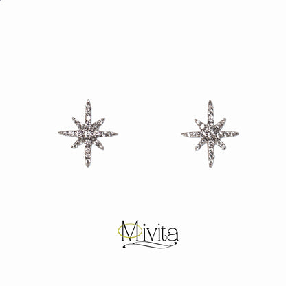 Moivita Sterling Silver Crystal Sparkling Snowflakes Necklace with Matching Earrings - A Perfect Christmas Gift