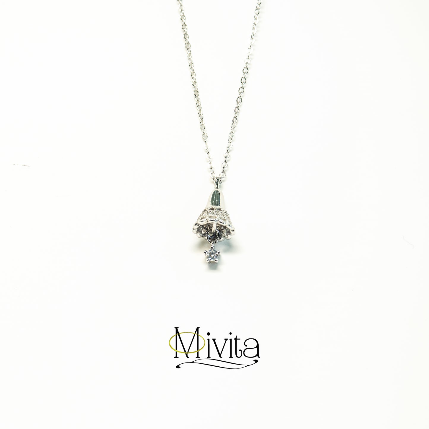 Moivita Sterling Silver Ring Bell Necklace - A Festive Charm for the Christmas Season