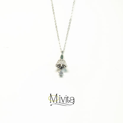 Moivita Sterling Silver Ring Bell Necklace - A Festive Charm for the Christmas Season