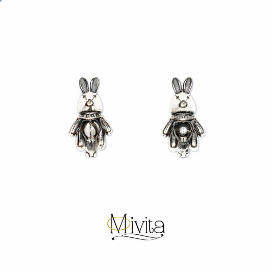 Moivita Vintage Happy Bunny Sterling Earrings - Adorable a Perfect Season's Gift