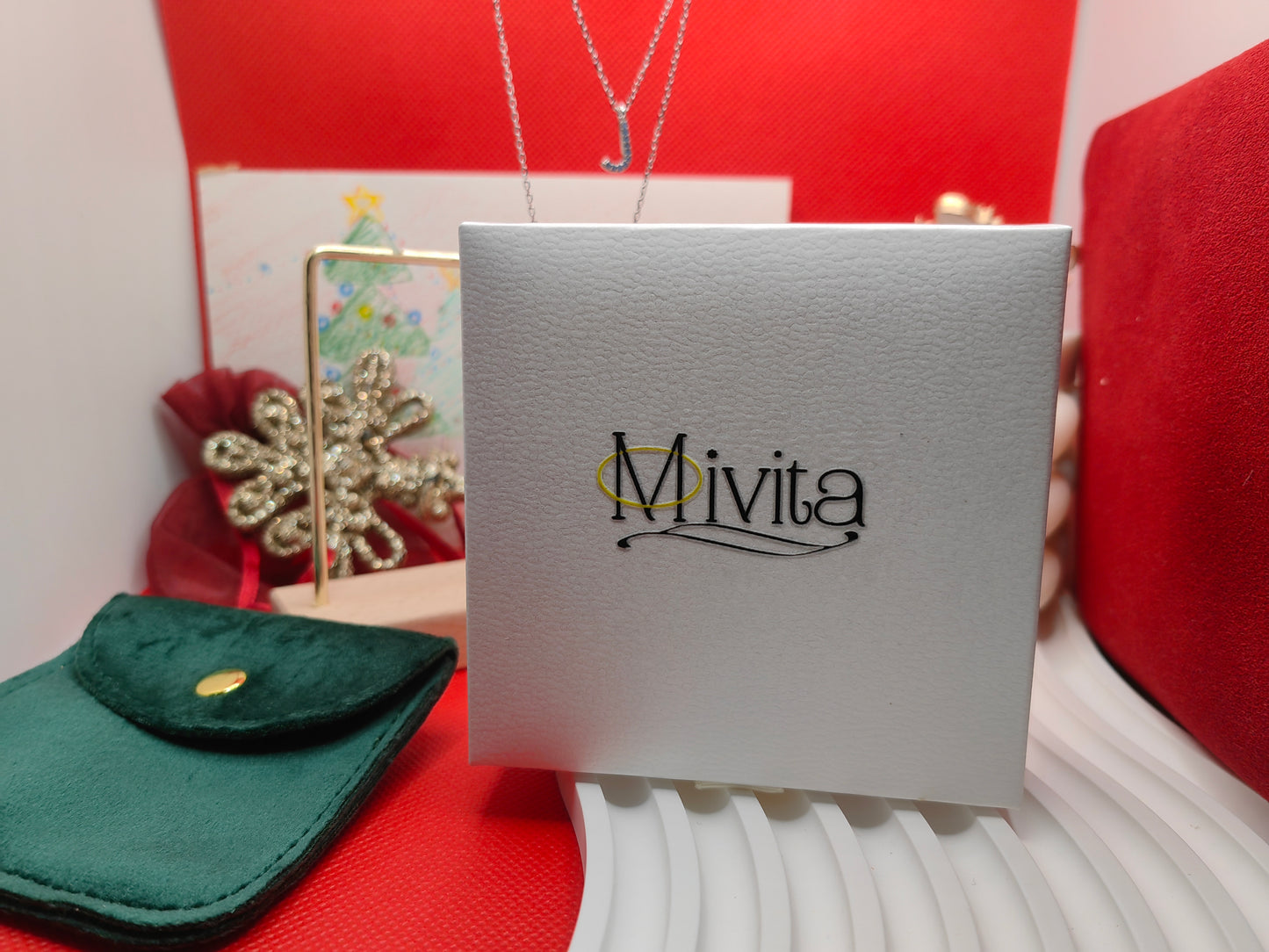 Moivita Sterling Silver Letter Necklace with Crystals