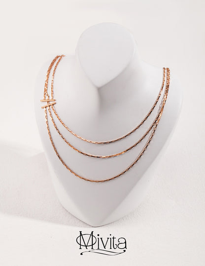 Moivita Sterling Silver Three Layered Necklace - The Layering Essential