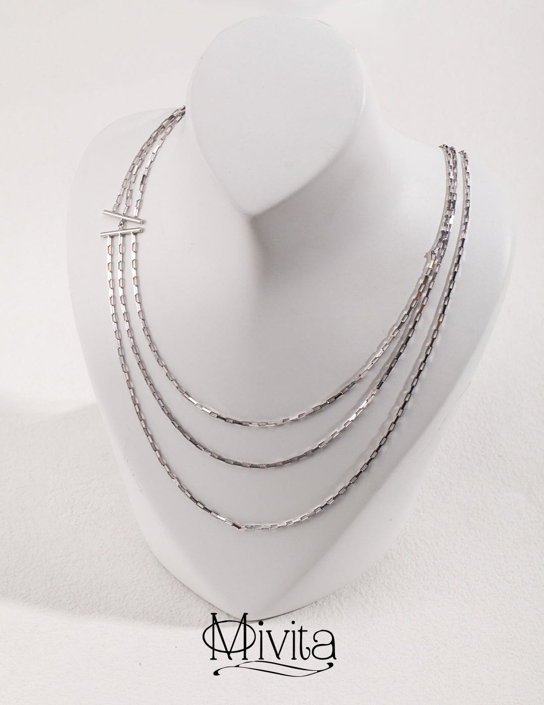 Moivita Sterling Silver Three Layered Necklace - The Layering Essential