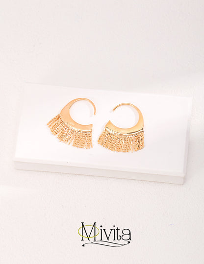 Moivita Sterling Silver Tassel Earrings - Dynamic Beauty in Fan-Shaped