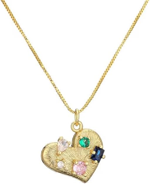 Moivita Designer Rainbow Zircon Heart Necklace - Trendy and Balanced, Must-Have Series, Perfect Valentine's Gift